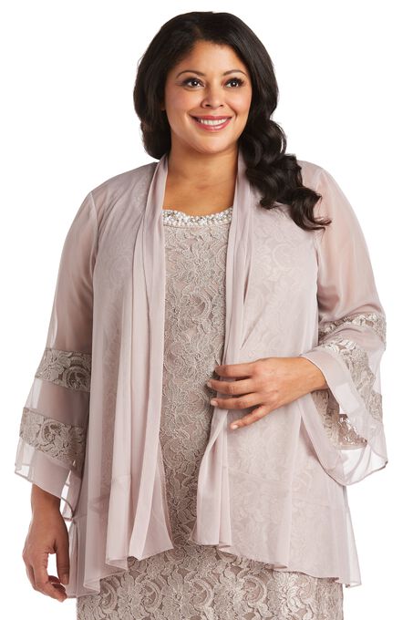Bell-Sleeved Chiffon Jacket and Dress Combo, , alternate image number null
