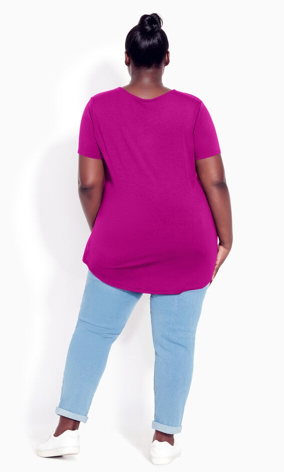 V Cut Out Top - cerise, , alternate image number 3