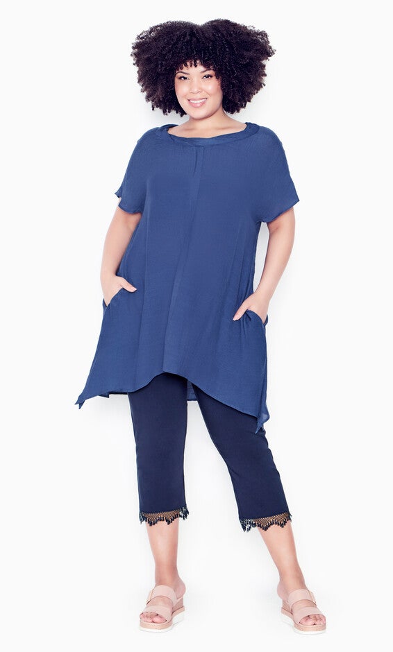 Lara Twist Tunic - navy, , alternate image number 1