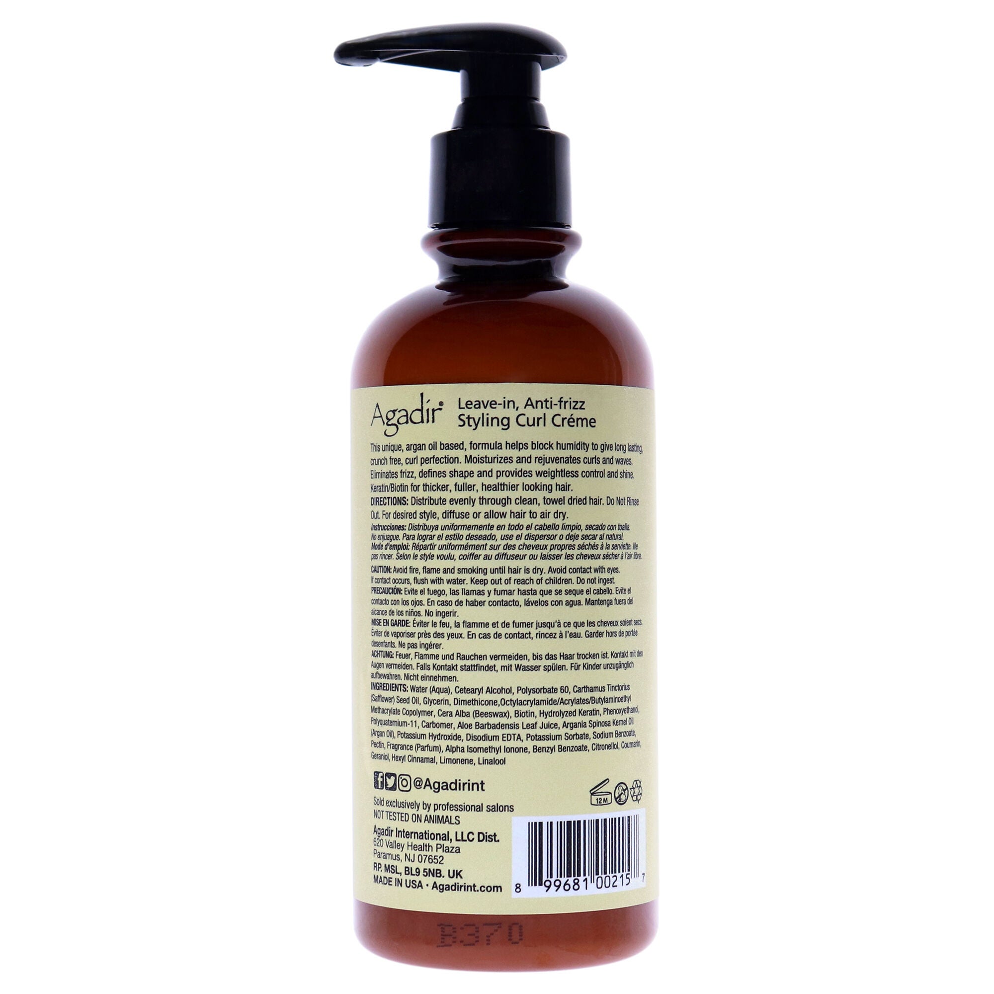Argan Oil Styling Curl Creme by Agadir for Unisex - 10 oz Cream, See Description, alternate image number 1