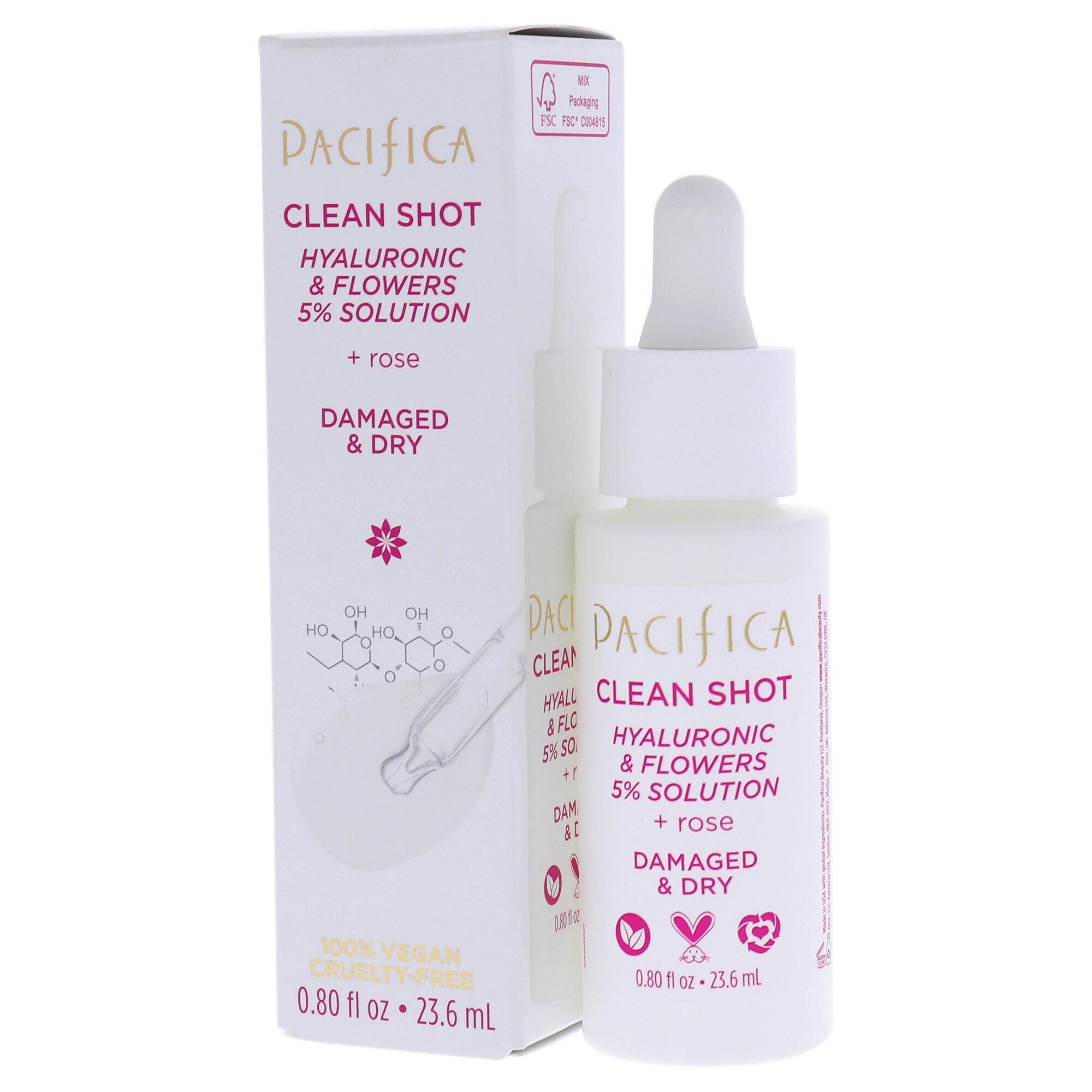 Clean Shot Hyaluronic and Flowers 5 Percent Solution by Pacifica for Unisex - 0.8 oz Serum, See Description, alternate image number 3