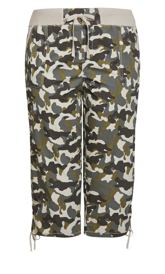 Cotton Cinch Print Capri - camo, , alternate image number 5