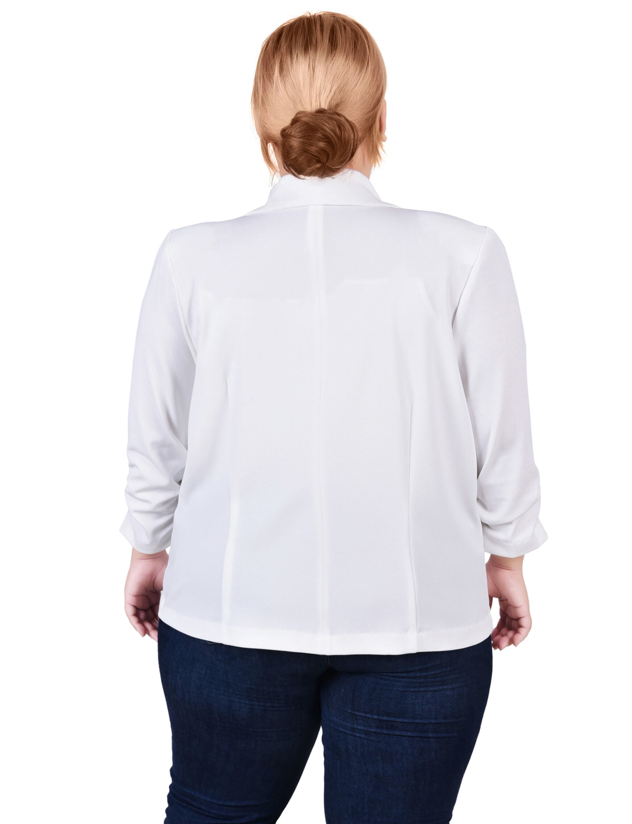 Plus Size Long Sleeve Scuba Crepe Jacket, , alternate image number 1