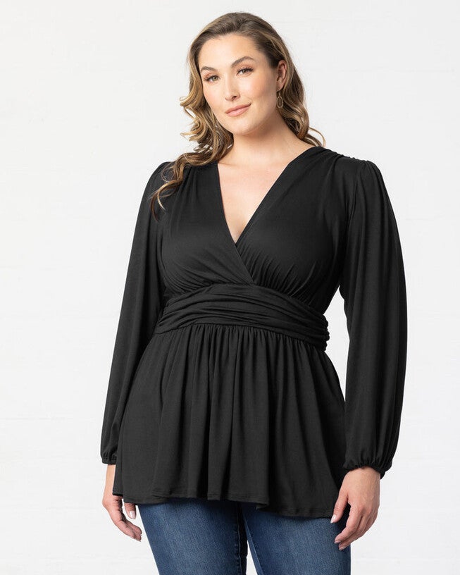 Leah Long Sleeve Tunic Top, Black Noir, hi-res image number 0
