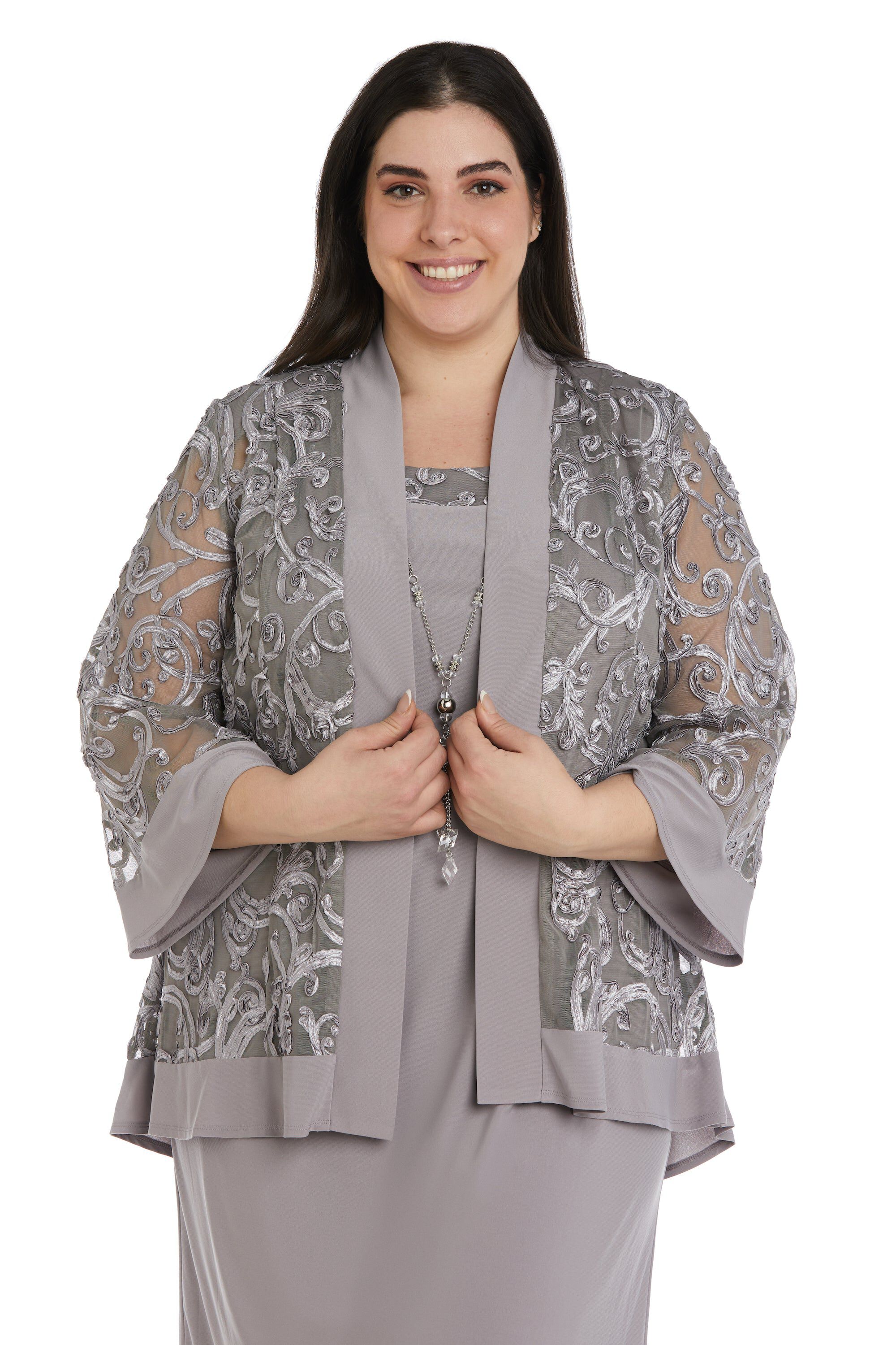 Soutache Dress and Jacket Set with Built In Necklace - Plus, , alternate image number 4