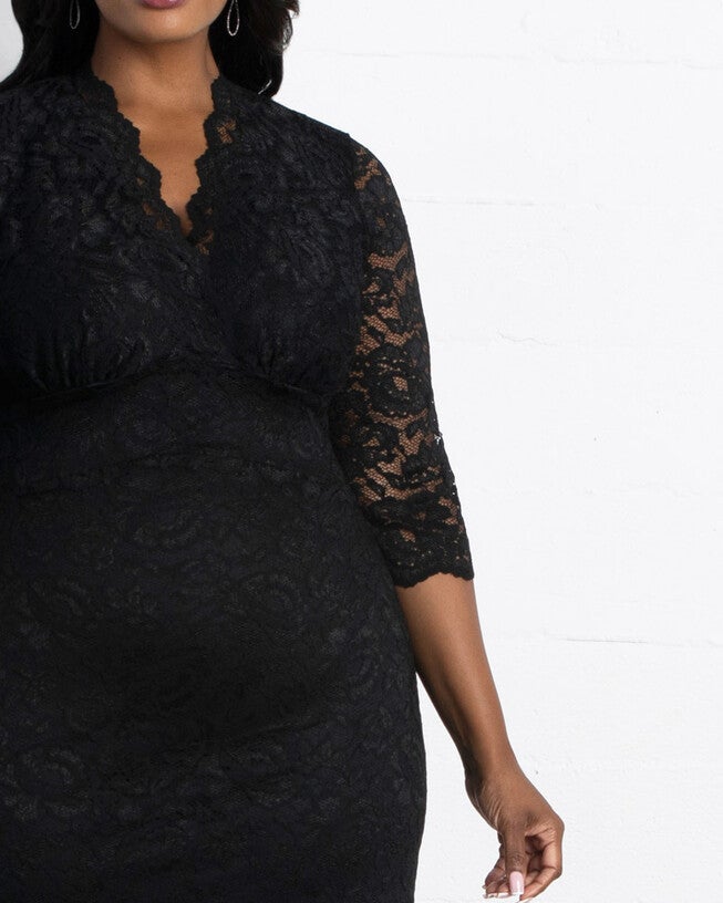 Scalloped Boudoir Lace Dress, Onyx, alternate image number null