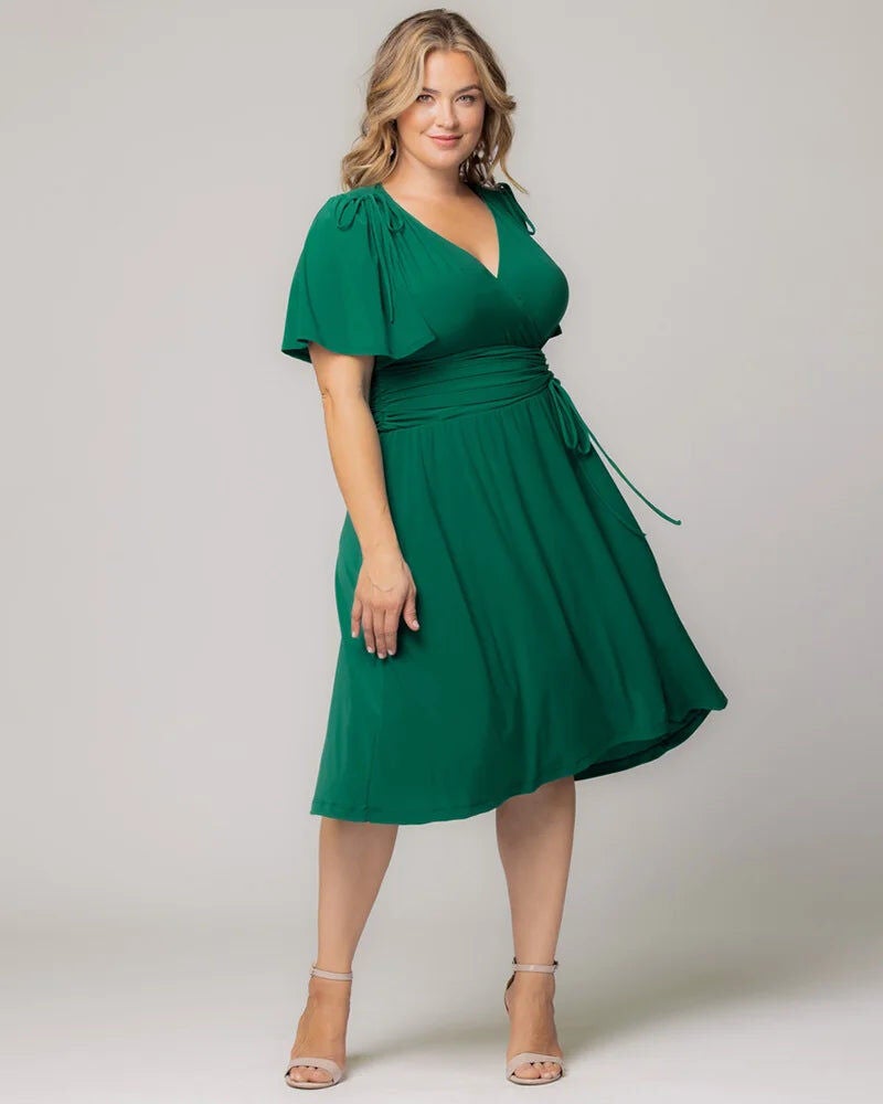 Jemma Ruched Tie Dress, Clover Green, hi-res image number 0