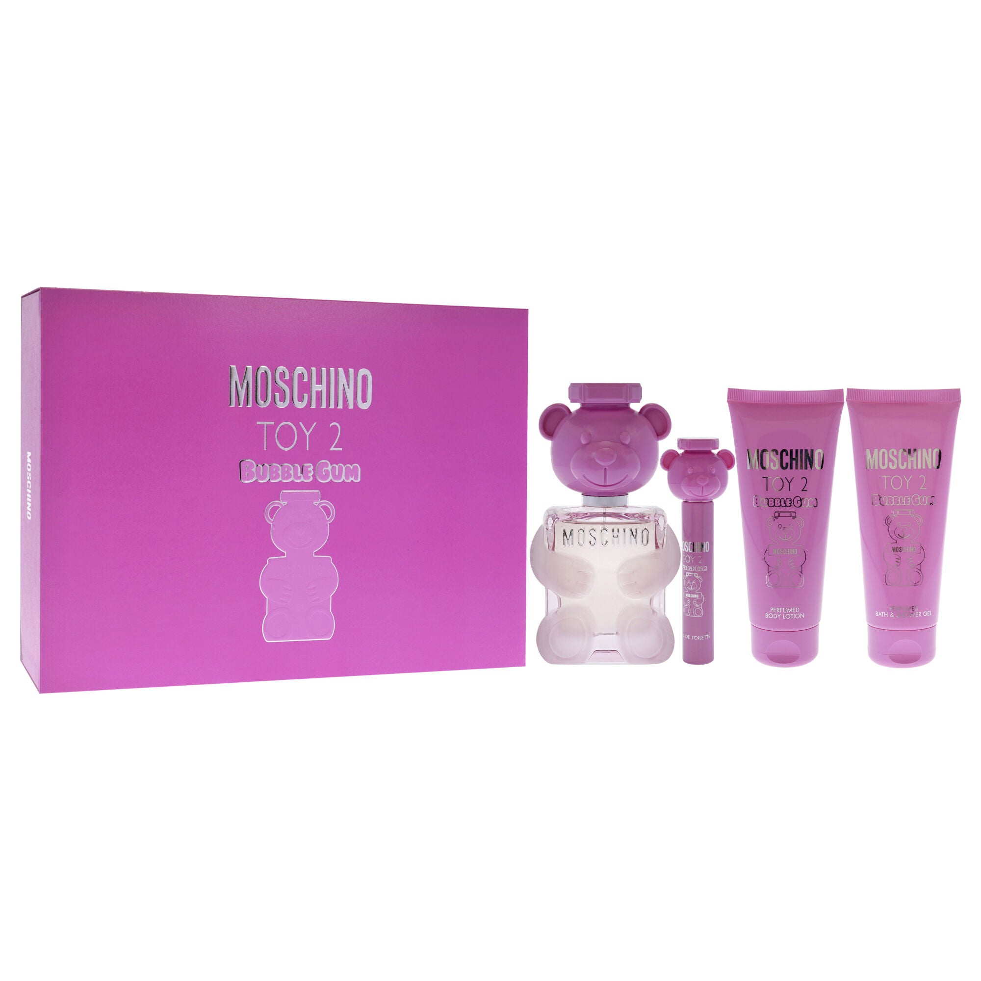 Moschino Toy 2 Bubble Gum by Moschino for Women - 4 Pc Gift Set 3.4oz EDT Spray, 0.3oz EDT Spray, 3.4oz Body Lotion, 3.4oz Bath and Shower Gel, See Description, alternate image number 2
