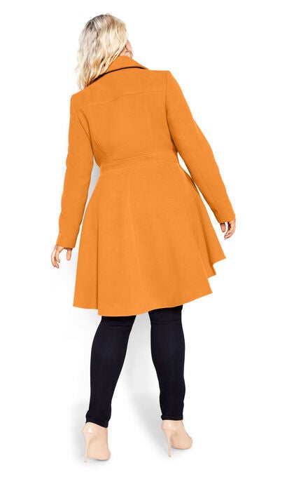 Hi Lo Frill Coat - deep caramel, , alternate image number null