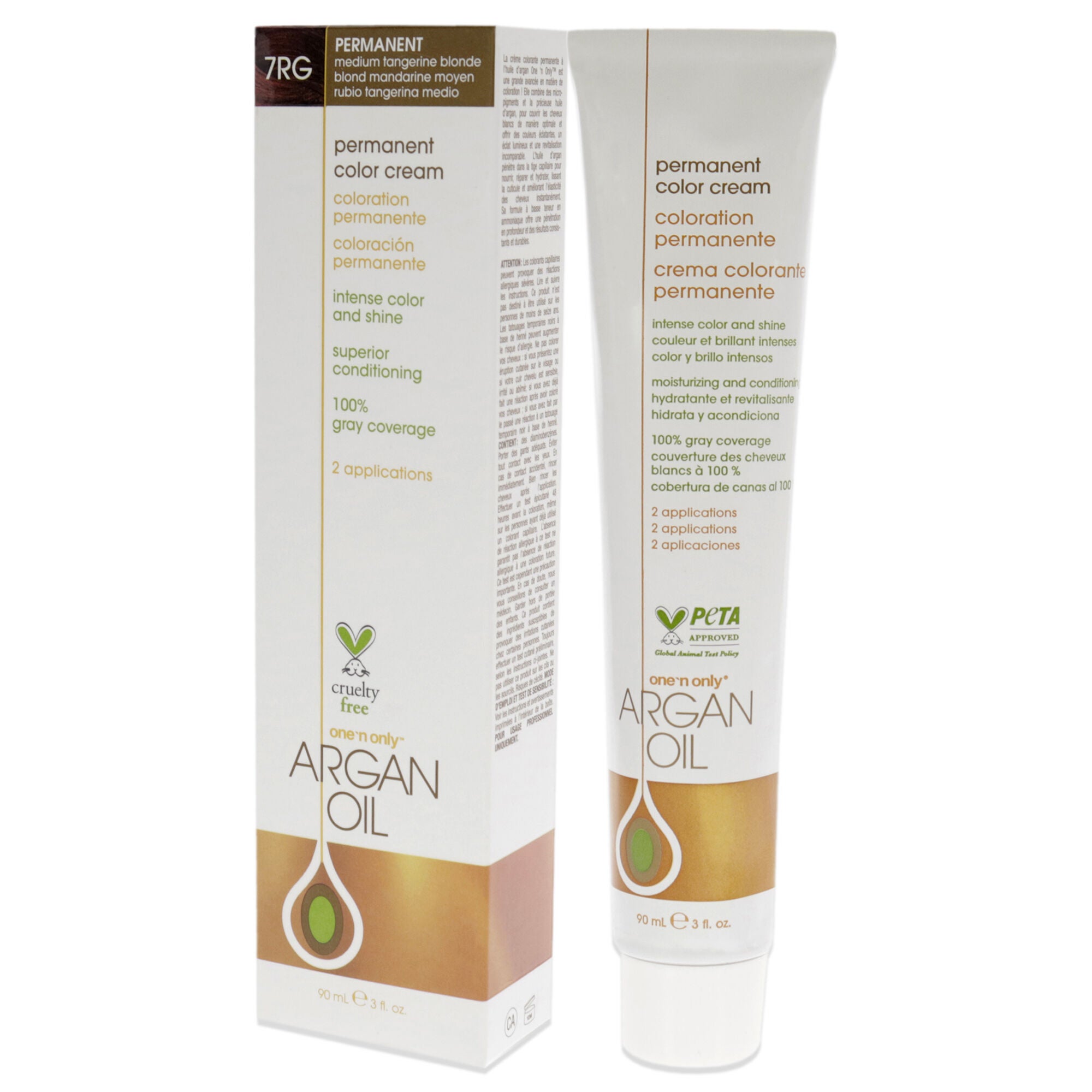 Argan Oil Permanent Color Cream - 7RG Medium Tangerine Blonde by One n Only for Unisex - 3 oz Hair Color, See Description, alternate image number 3