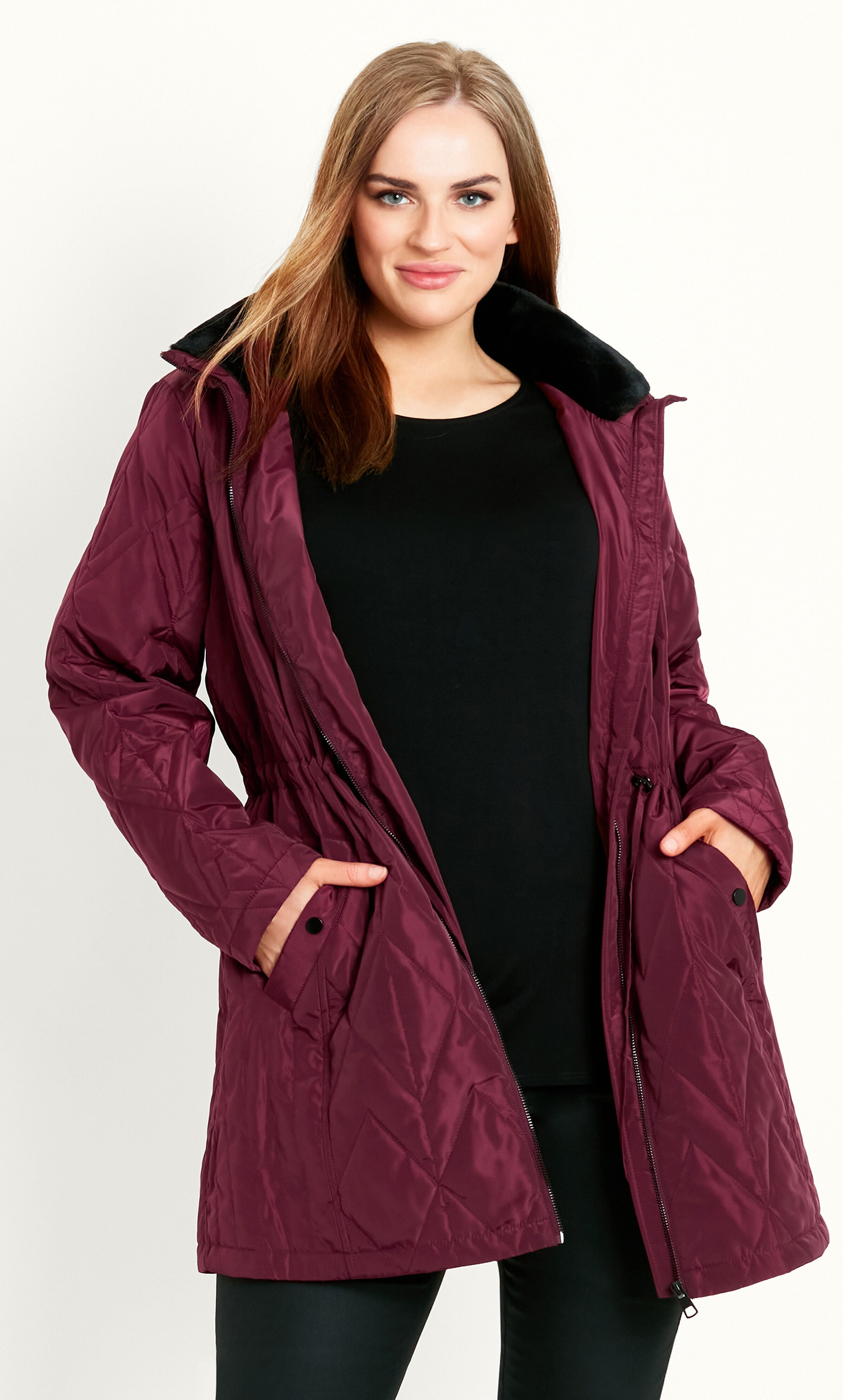 Wine padded coat discount