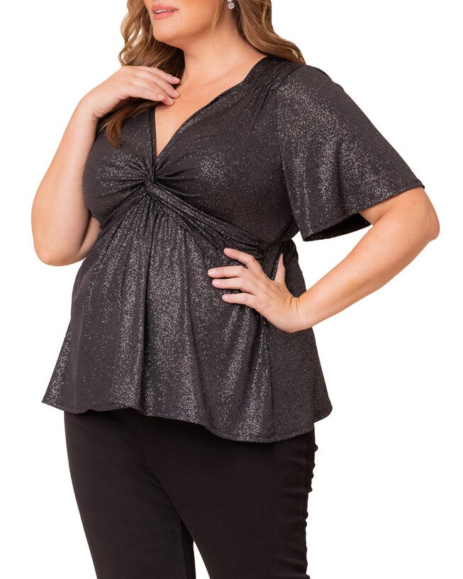 GALAXY GLITTER TWIST TOP, SILVER STARLIGHT / Silver, alternate image number null