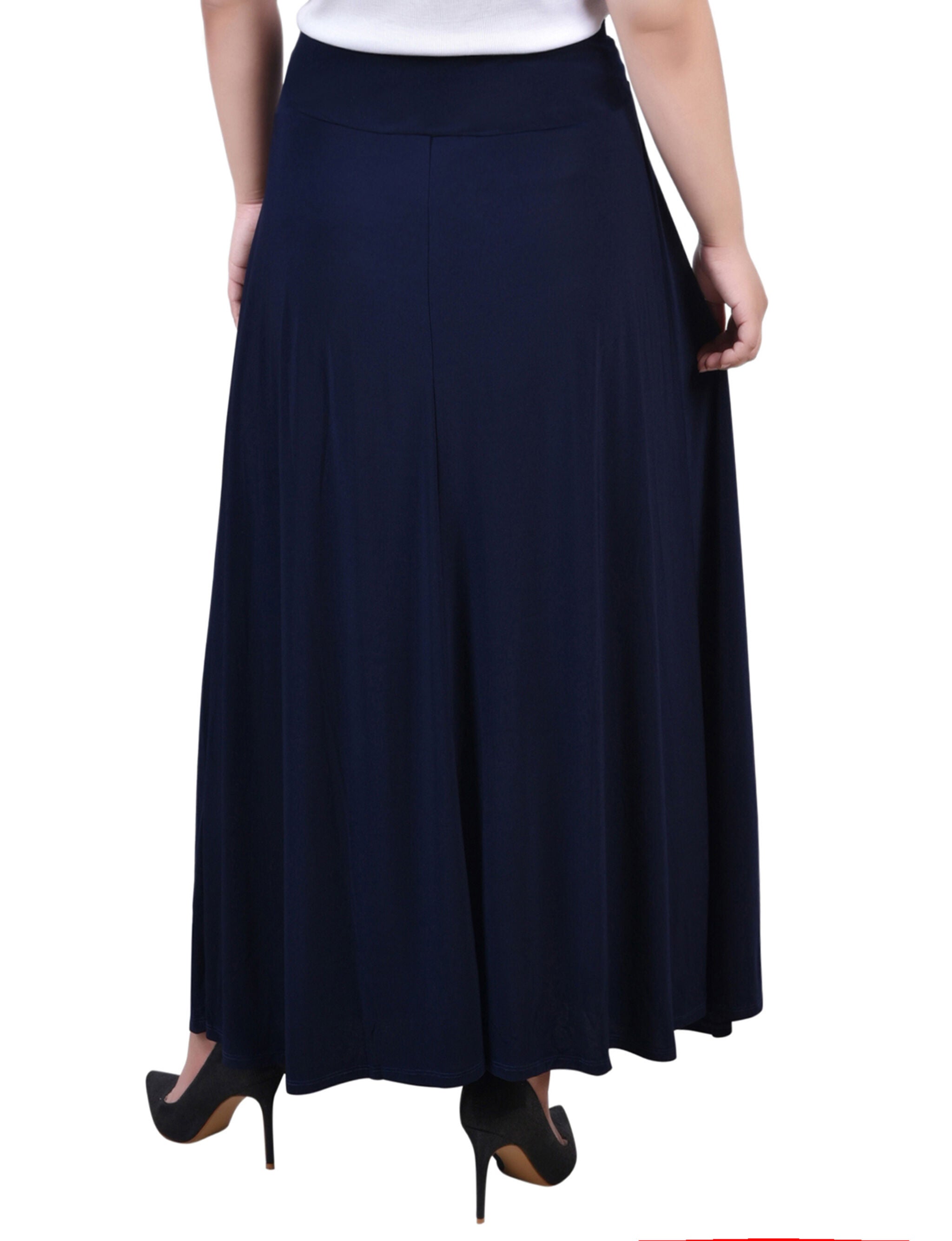 Plus Size Wide Yoked Maxi Skirt, Navy, alternate image number 3