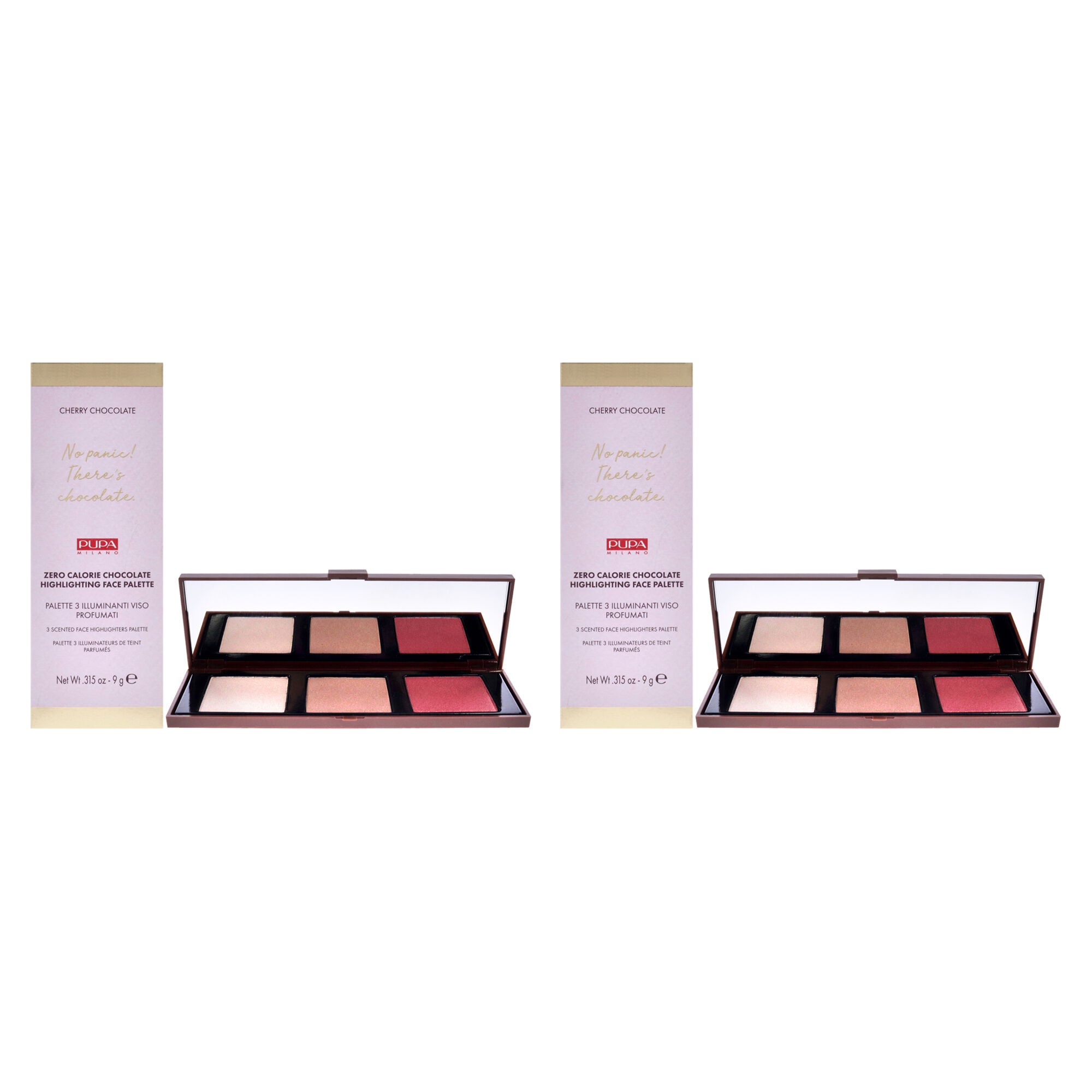 Zero Calorie Chocolate Highlighter Palette - 001 Cherry Chocolate by Pupa Milano for Women - 0.315 oz Highlighter - Pack of 2, See Description, hi-res image number 0