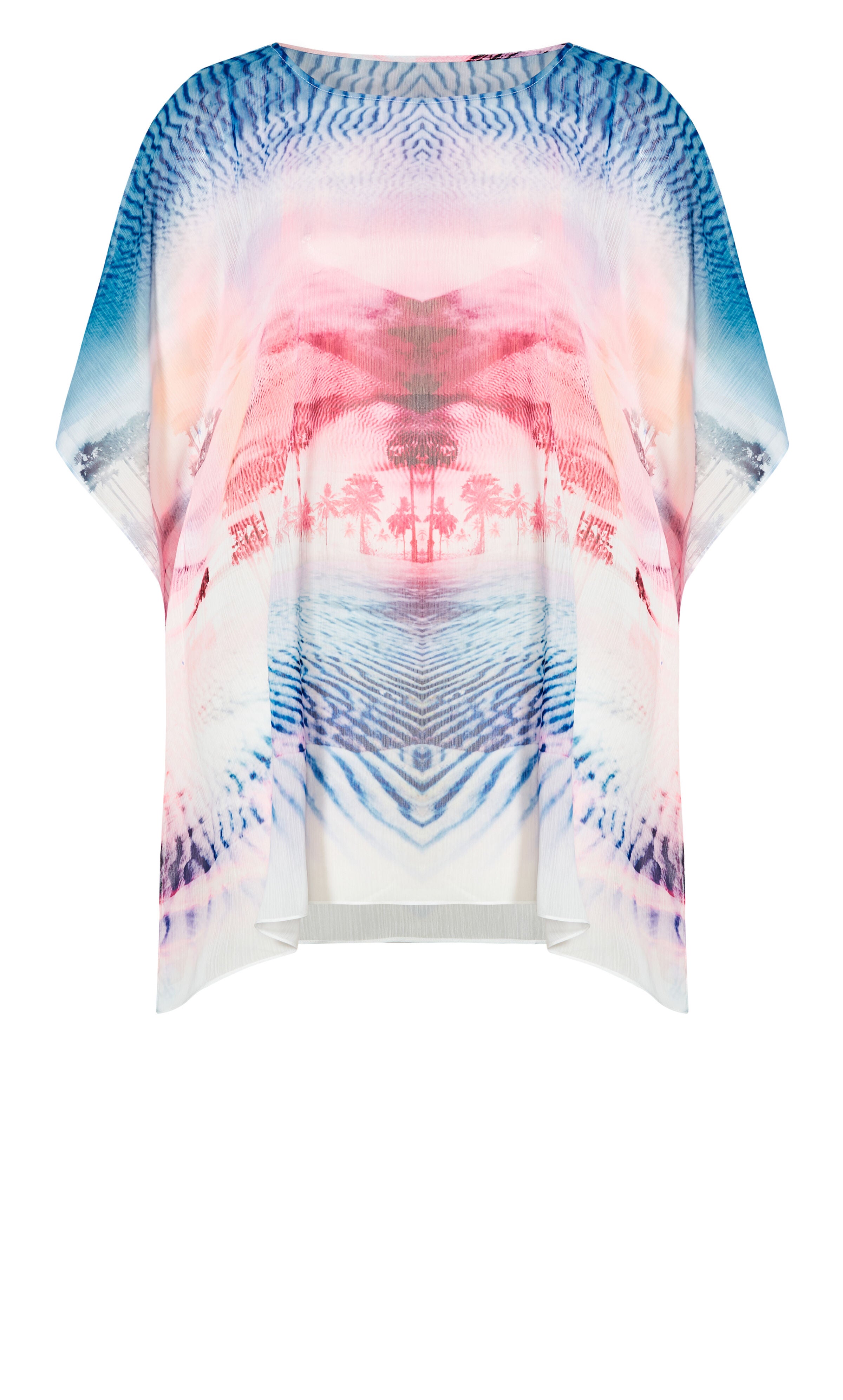 Watercolor Poncho - pink palm, , alternate image number 4