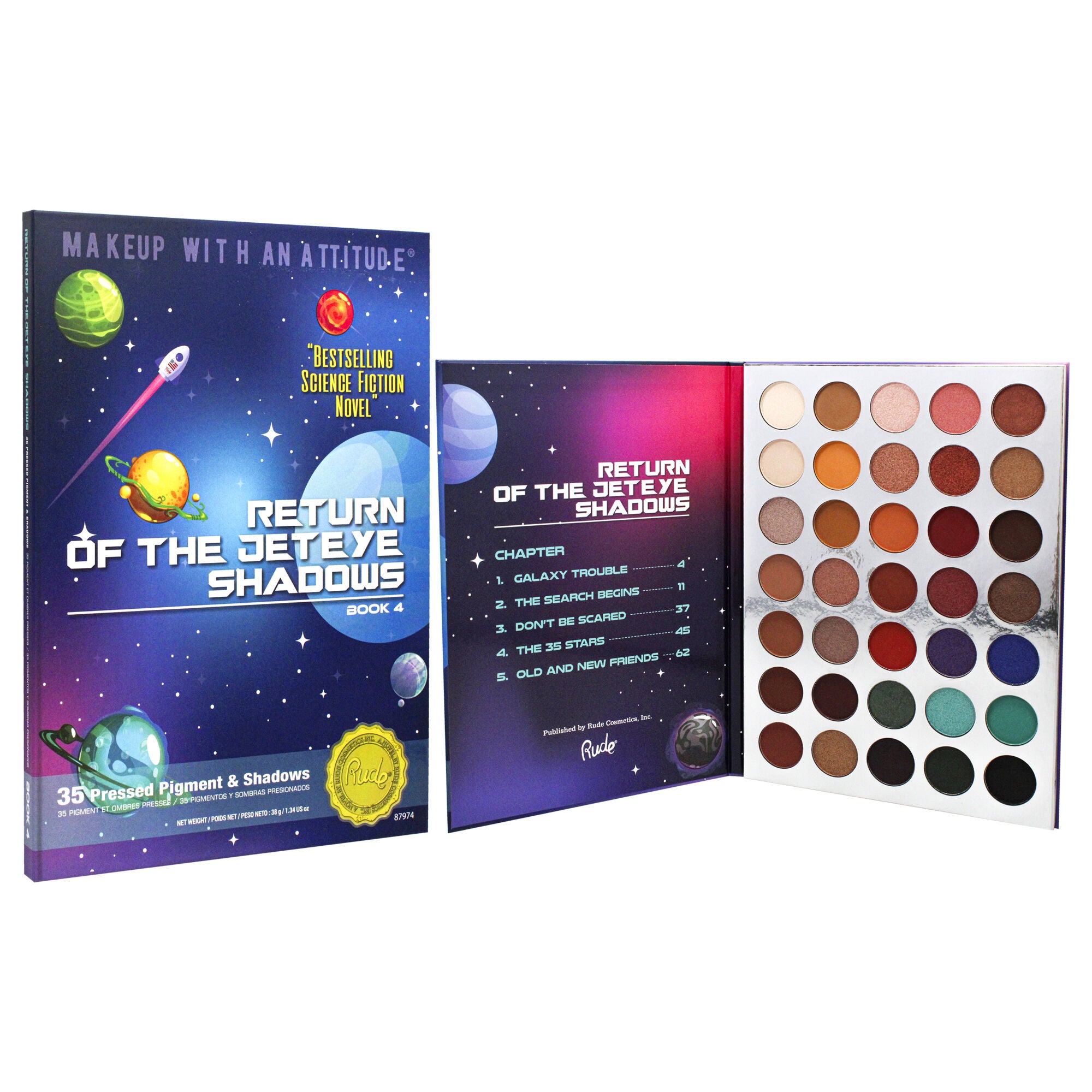 Return of the Jeteye 35 Eyeshadows Palette - Book 4 by Rude Cosmetics for Women - 1.34 oz Eye Shadow, See Description, alternate image number 1