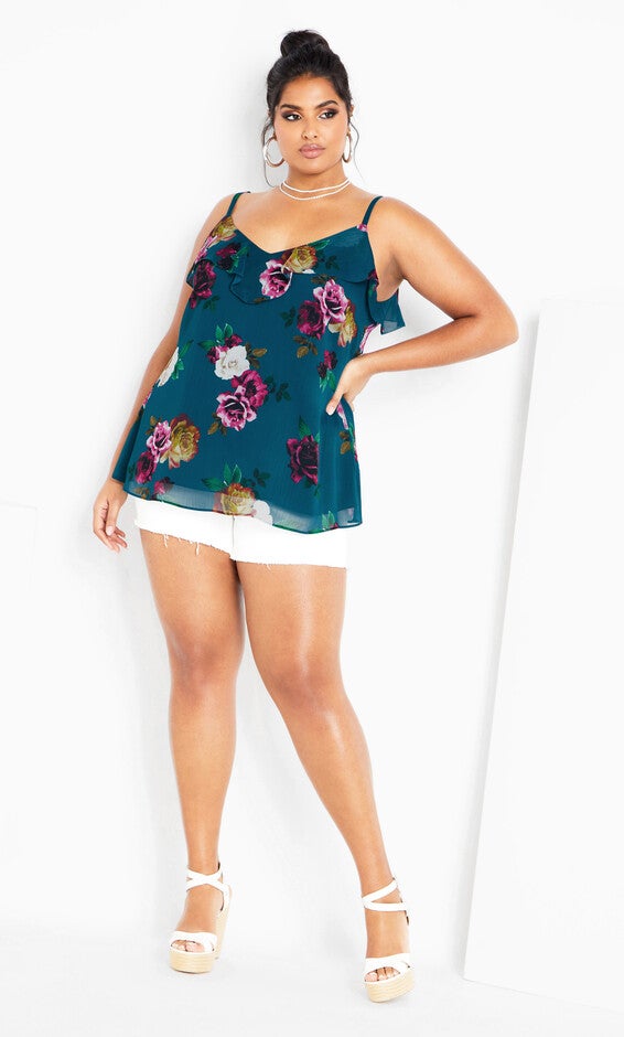 Nicole Print Cami - teal, , alternate image number 2