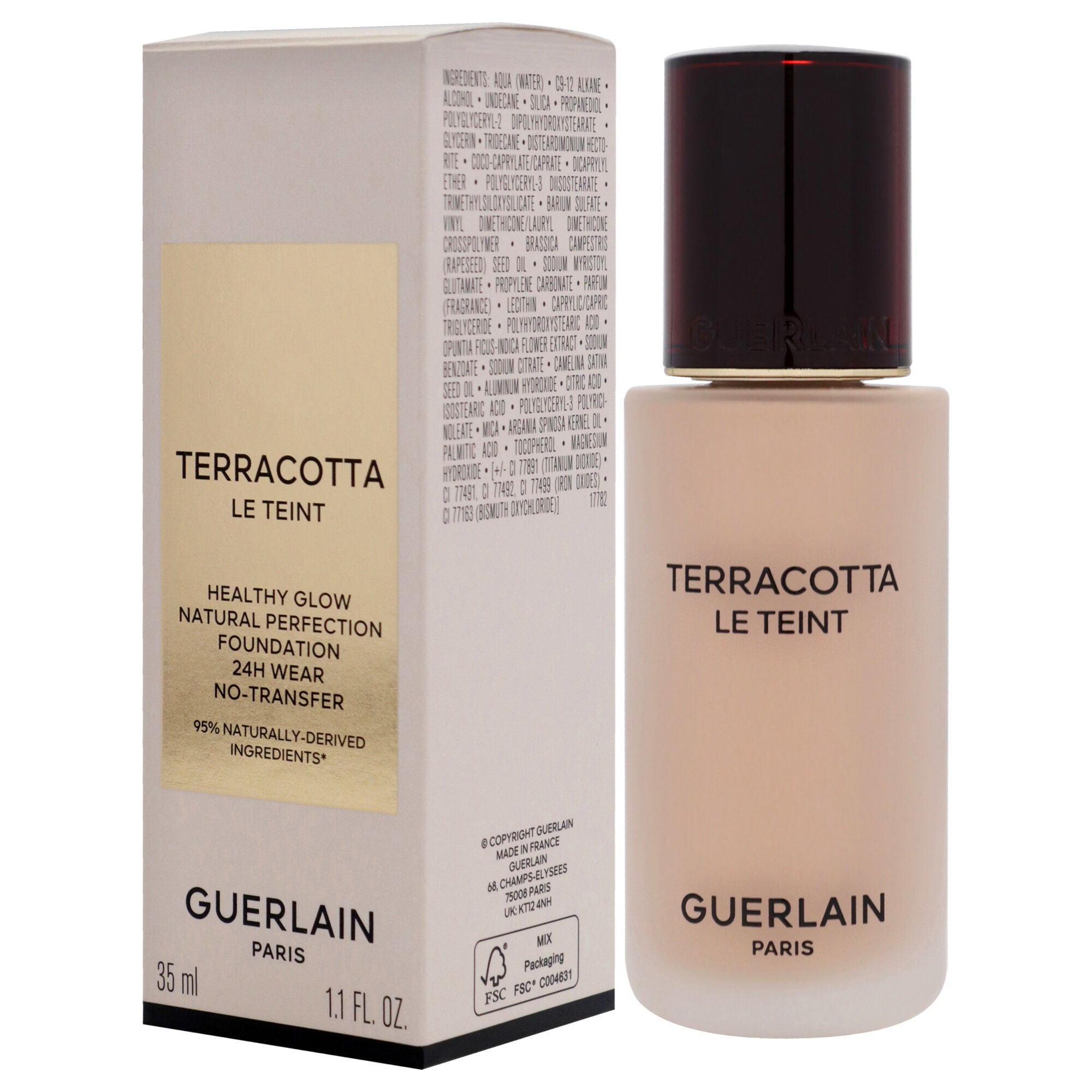 Terracotta Le Teint 24H Wear No-Transfer Foundation - 1W Warm by Guerlain for Women - 1.1 oz Foundation, See Description, alternate image number 3