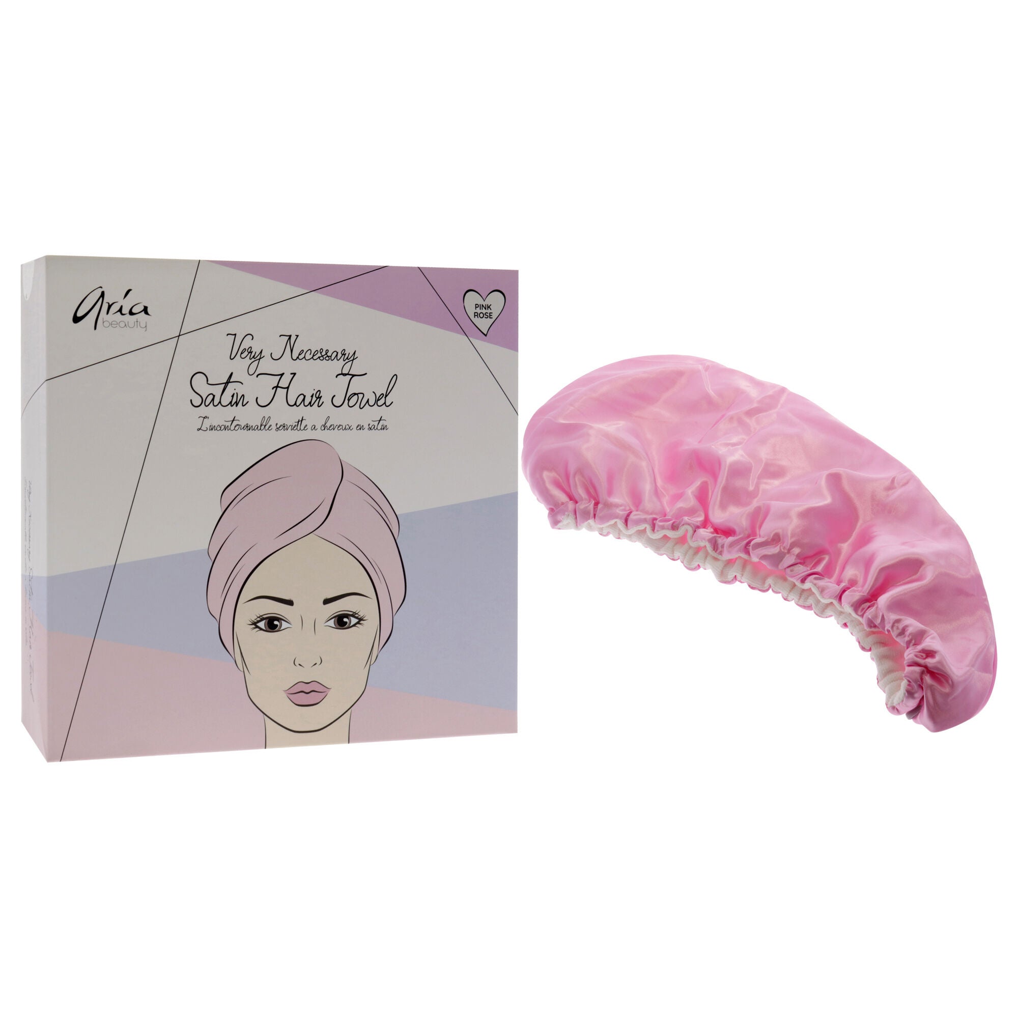 Very Necessary Satin Hair Towel - Pink by Aria Beauty for Women - 1 Pc Towel, , alternate image number 6