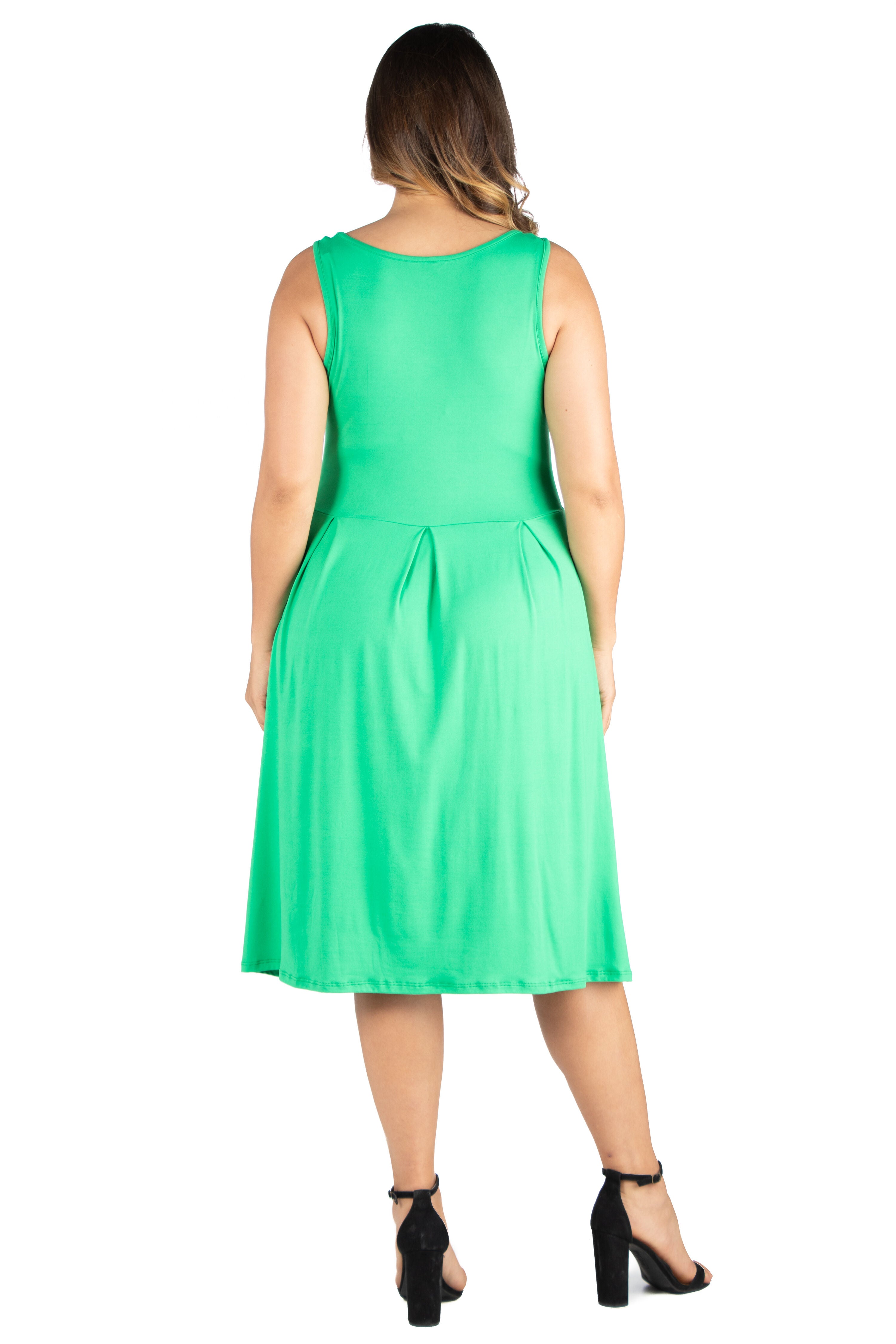 Sleeveless Midi Plus Size Fit and Flare Pocket Dress, , alternate image number 1