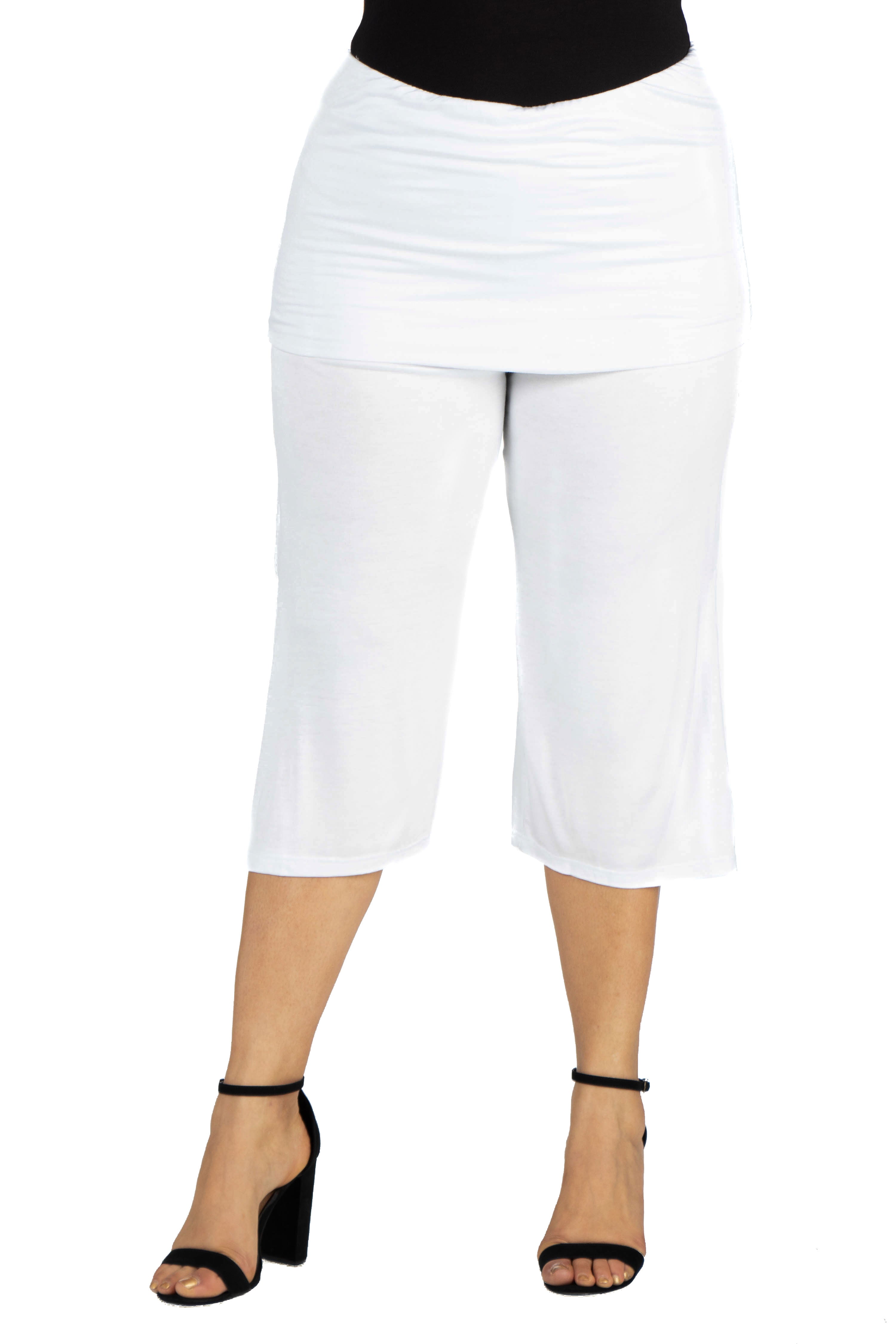 Foldover Waist Plus Size Cropped Pants | OneStopPlus