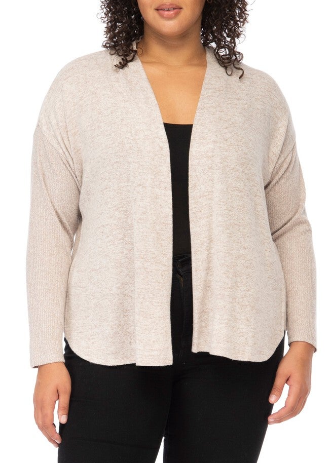 Norris Plus Cozy Cardigan, H. Oatmeal, hi-res image number null