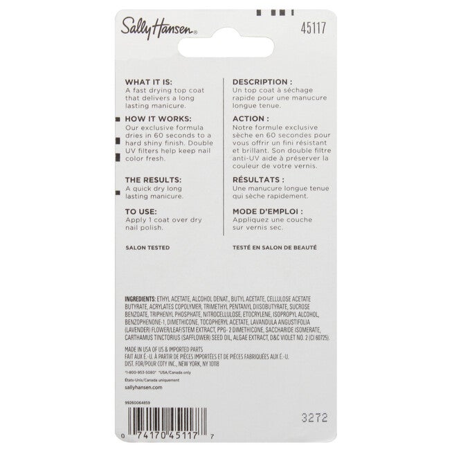 Insta-Dri Top Coat - 45117 by Sally Hansen for Women - 0.45 oz Nail Polish, See Description, alternate image number 1