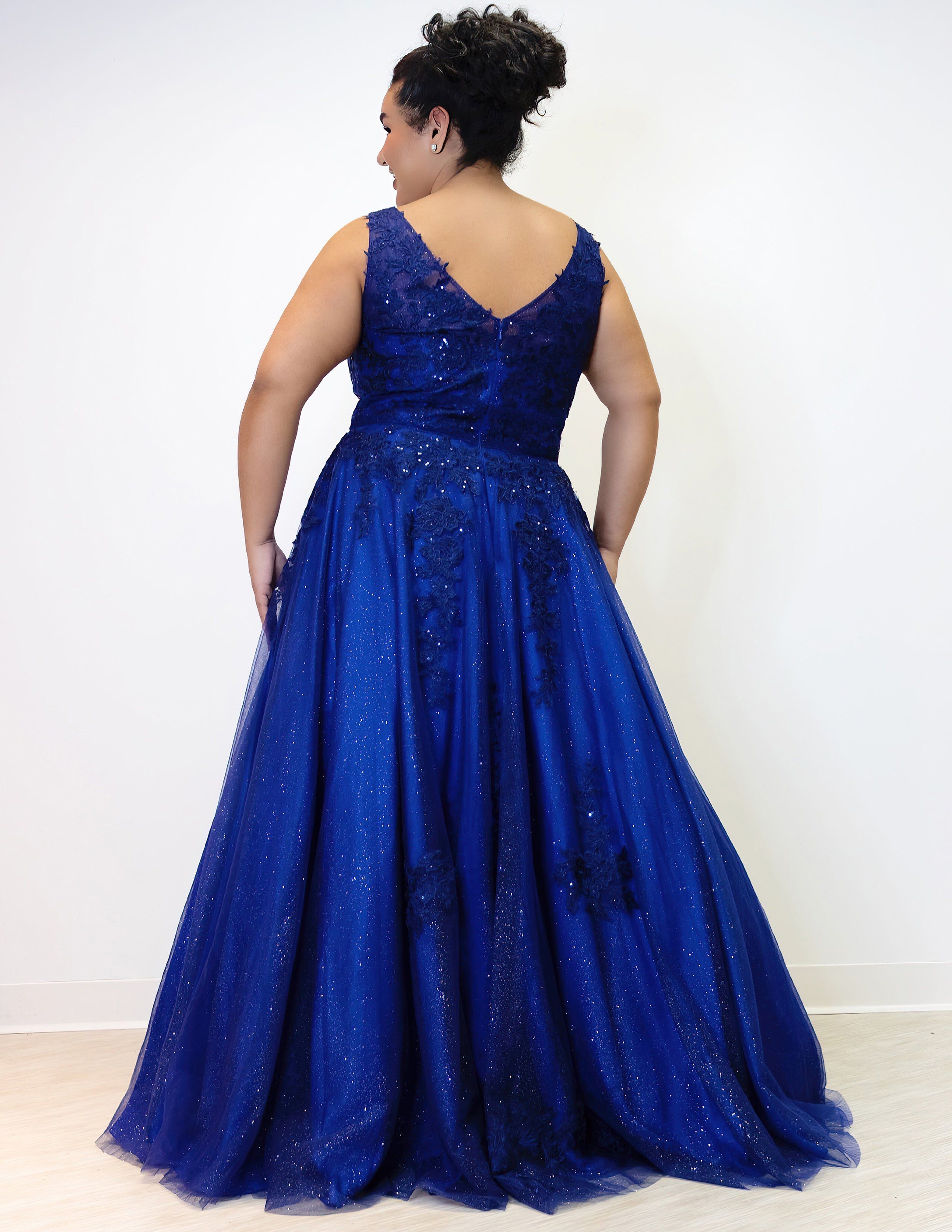 ALL THINGS LACE FORMAL GOWN, Midnight / Navy, alternate image number 1