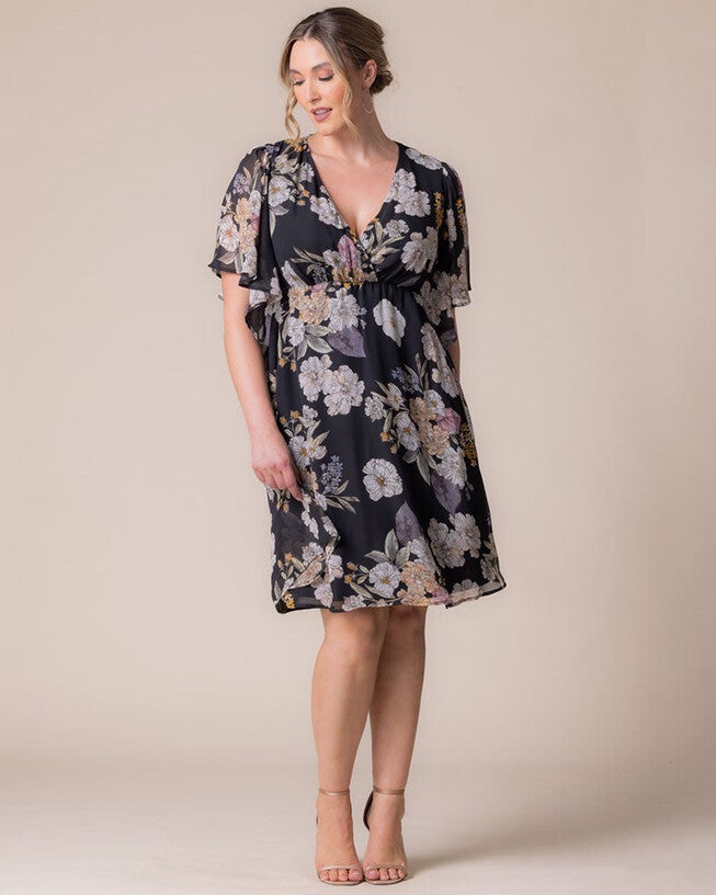 Florence Flutter Sleeve Dress, Midnight Peony Print, alternate image number 2