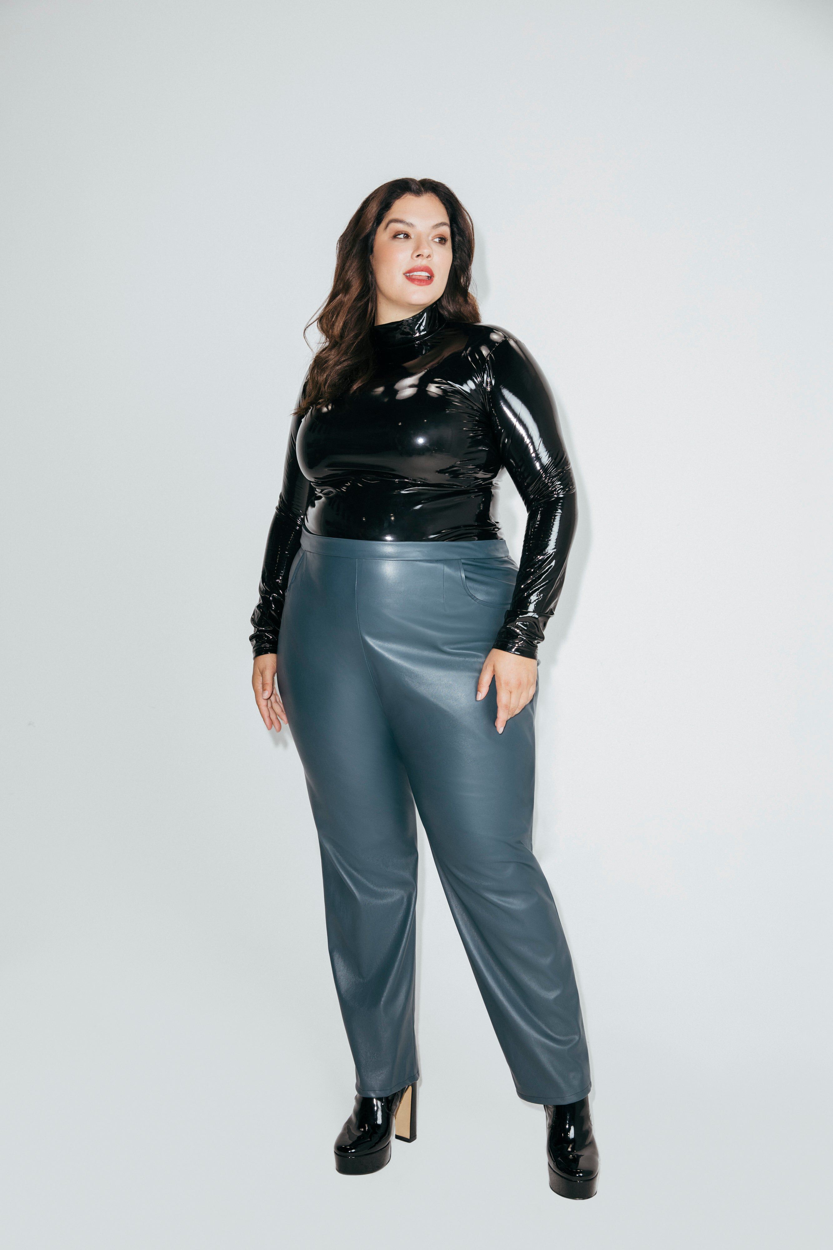 'Leather' Trouser, Navy / Navy, alternate image number 2