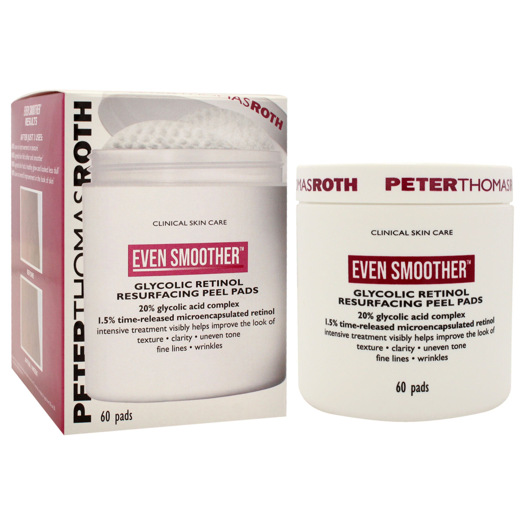 Even Smoother Glycolic Retinol Resurfacing Peel Pads by Peter Thomas Roth for Women - 60 Pads Treatment, See Description, alternate image number 4