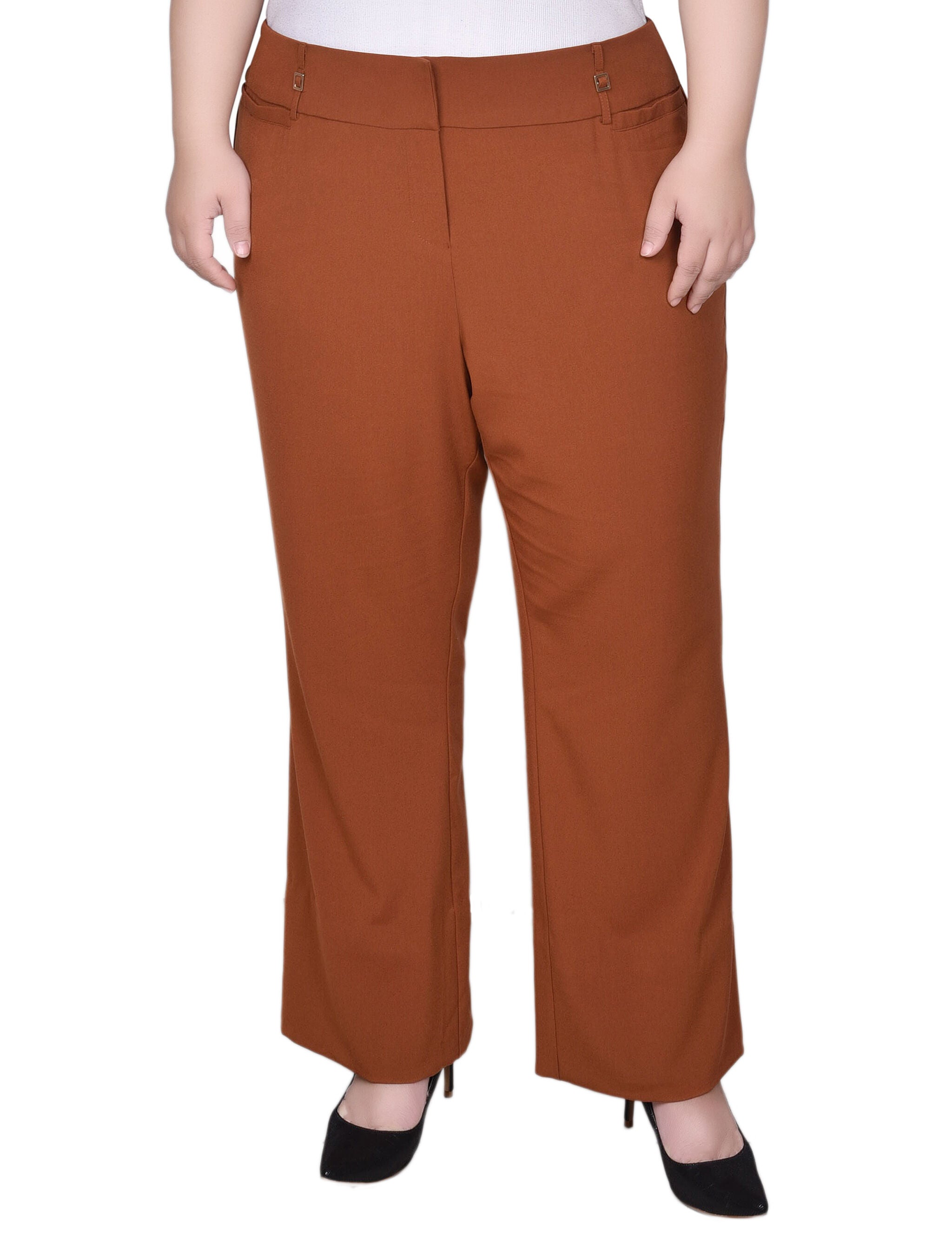 Wide Waist Stretch Pants, Ginger Bread, hi-res image number 0