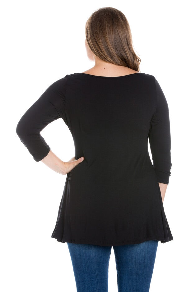Ruched Sleeve Swing Plus Size Tunic Top, , alternate image number null