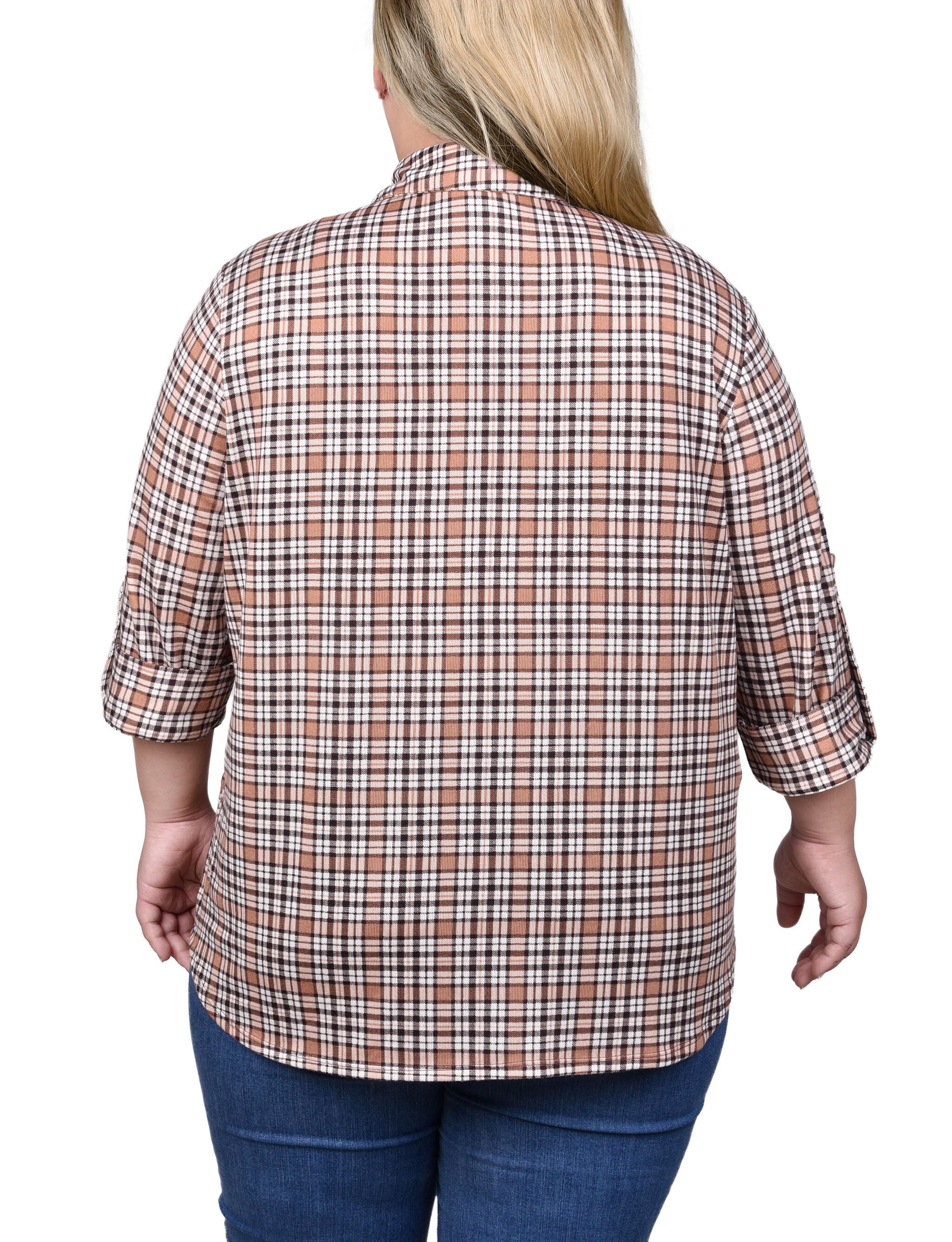 Long Sleeve Button Front Tunic Top, , alternate image number 3