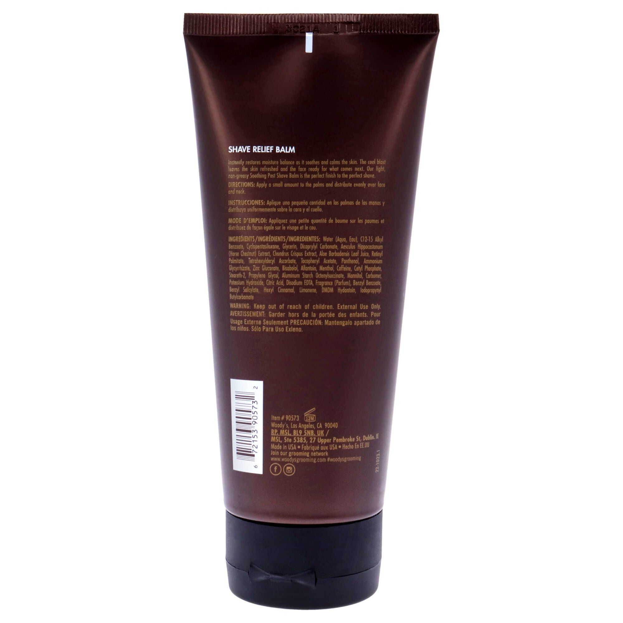 Shave Relief Balm by Woodys for Men - 6 oz Balm, White, alternate image number 1