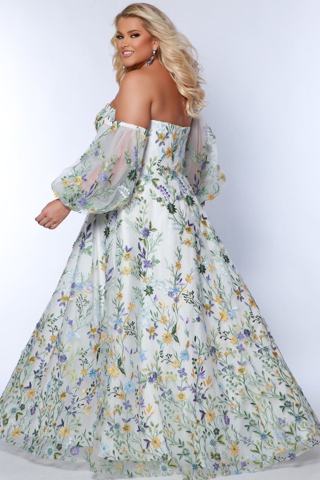 WATCH ME BLOOM FLORAL FORMAL DRESS, Ivory Floral / White, alternate image number 2