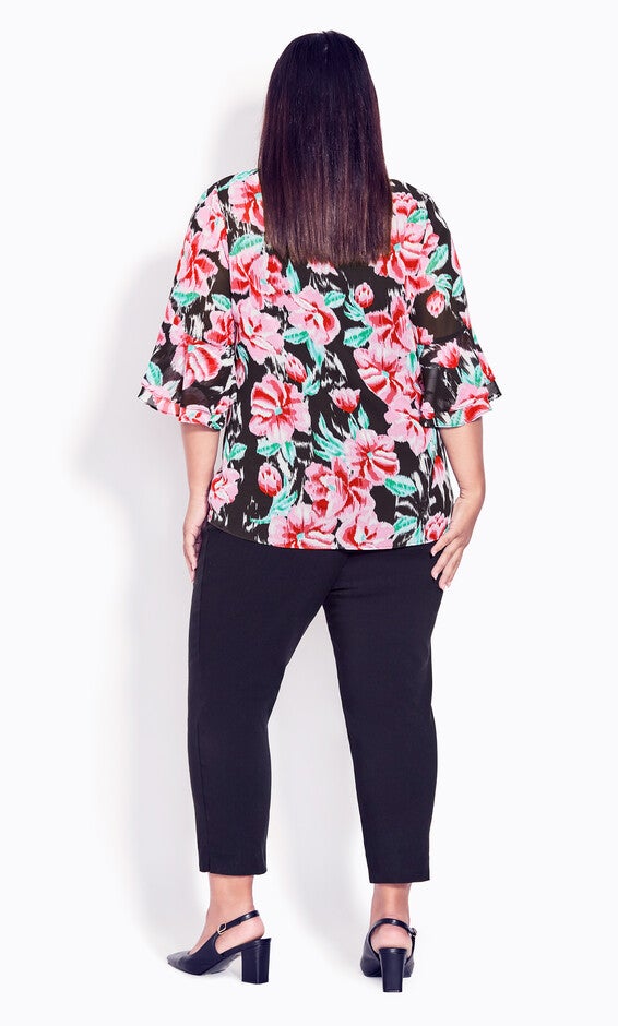 Alex Double Flutter Top - scarlet floral, , alternate image number 3