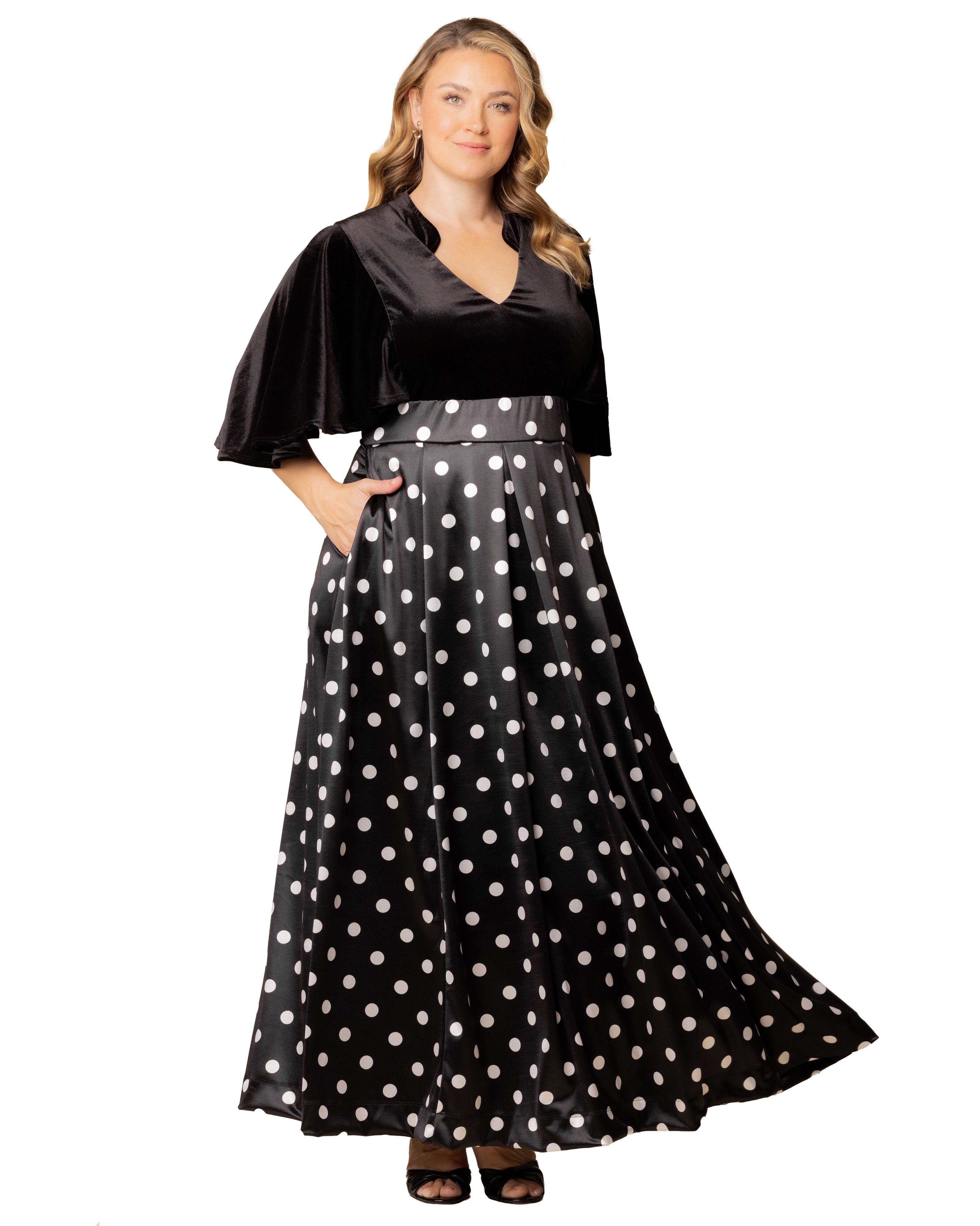 Radiant Opulence Evening Gown, BLACK POLKA DOT / Black, hi-res image number 0