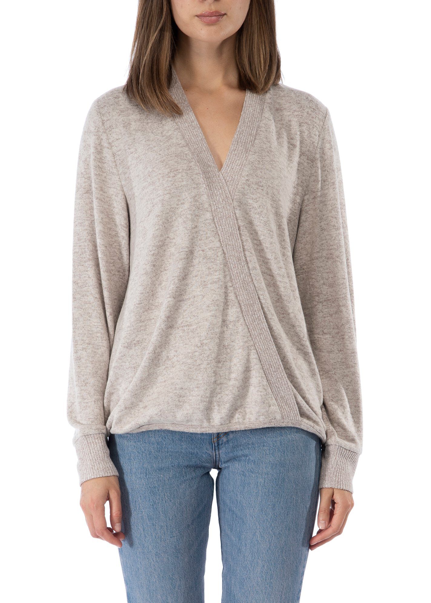 Mavis Cozy Surplice Top, H. Oatmeal, hi-res image number 0