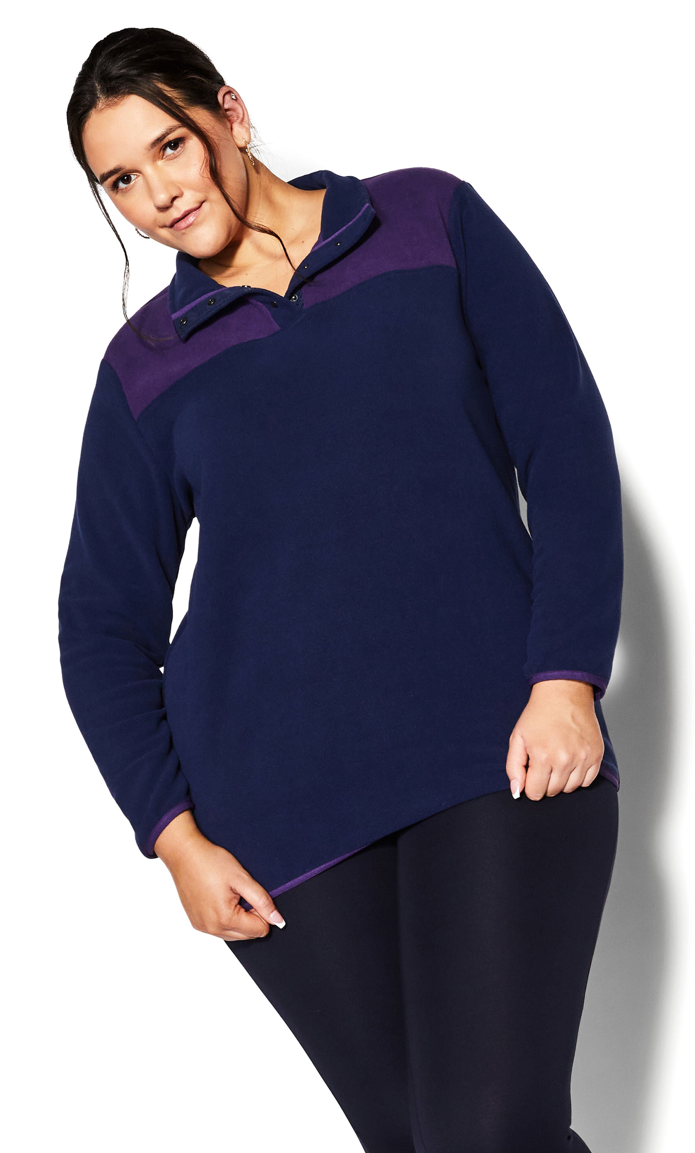Color Block Polar Fleece Pullover - navy, , alternate image number 4
