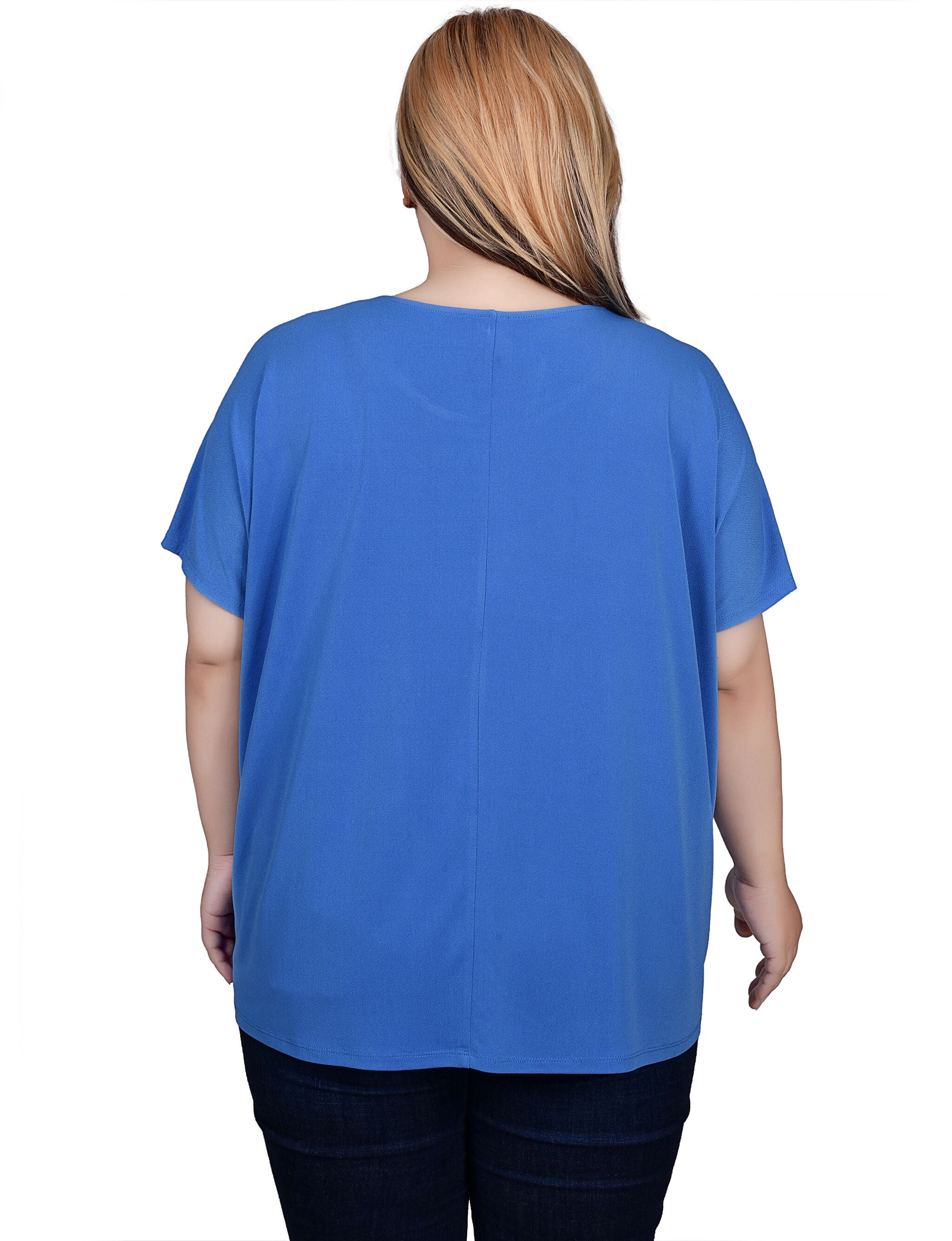 Short Sleeve Extended Sleeve Tunic Top, Palace Blue / blue, alternate image number 1