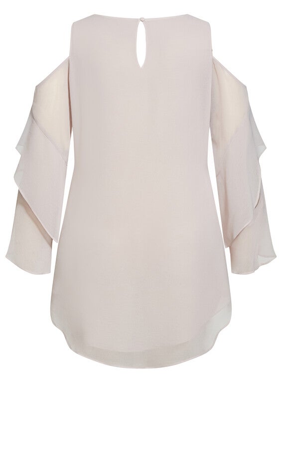 Hi Lo Cold Shoulder Top - champagne, , alternate image number null