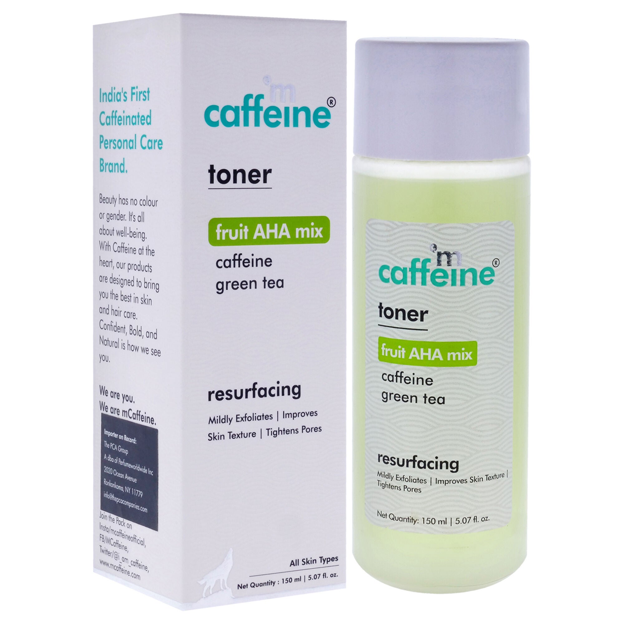 Fruit AHA Mix and Caffeine Green Tea Resurfacing Toner - All Skin Types by mCaffeine for Unisex - 5.07 oz Toner, See Description, alternate image number 2