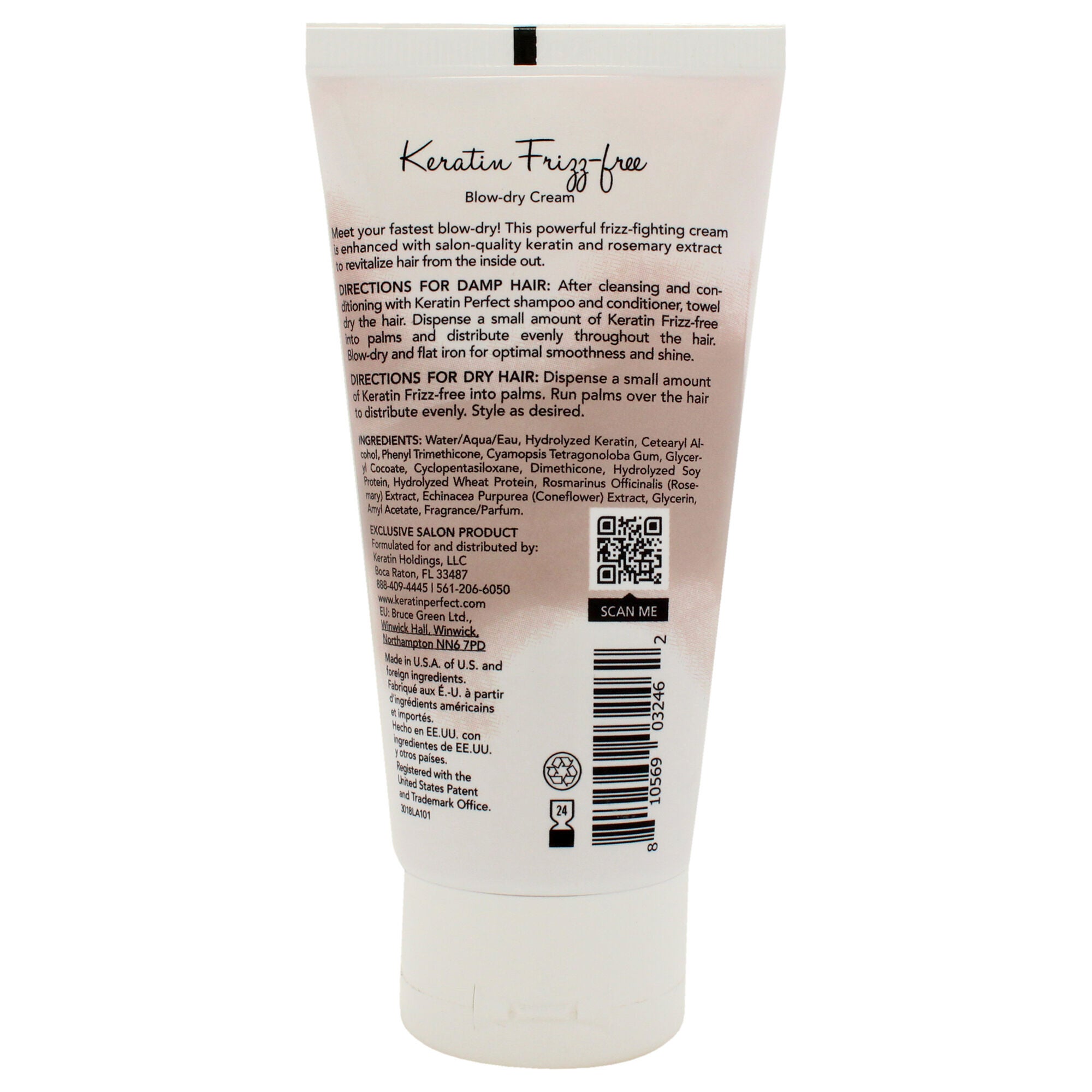 Keratin Frizz-Free Blow Dry Cream by Keratin Perfect for Unisex - 2.5 oz Cream, See Description, alternate image number 3