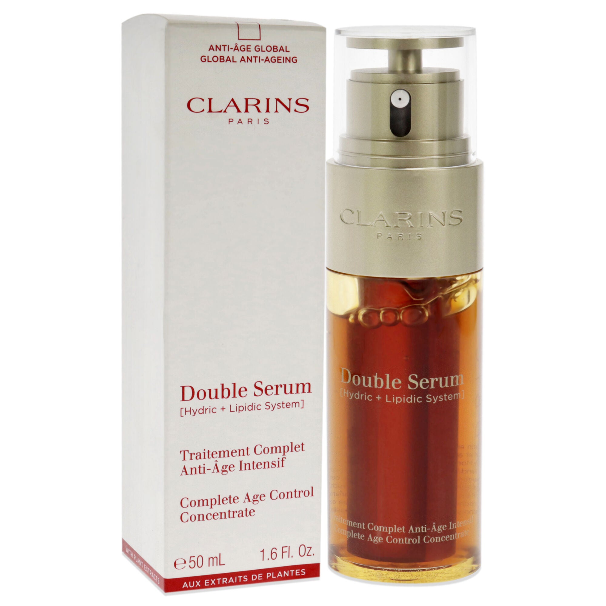 Double Serum Complete Age Control Concentrate by Clarins for Unisex - 1.6 oz Serum, See Description, alternate image number 1