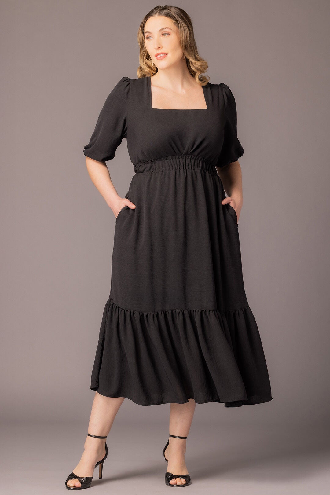 Bailey Square Neck Midi Dress, Black Noir / Black, alternate image number 4