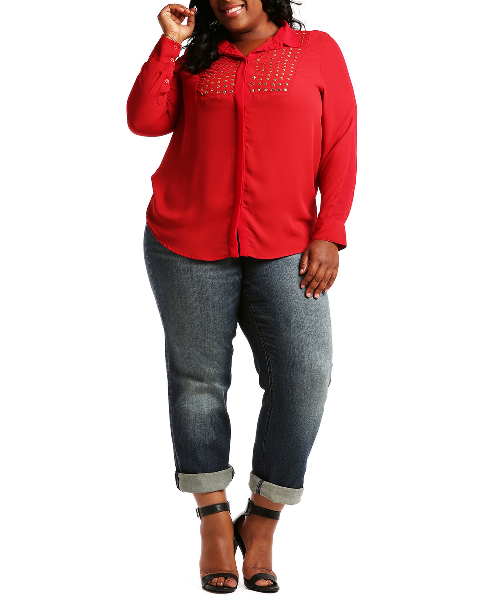 Plus Size Verla Boyfriend Jeans In Hurricane Wash W Bleach Spots & Rolled Cuffs, Blue / Dark Wash, alternate image number 3