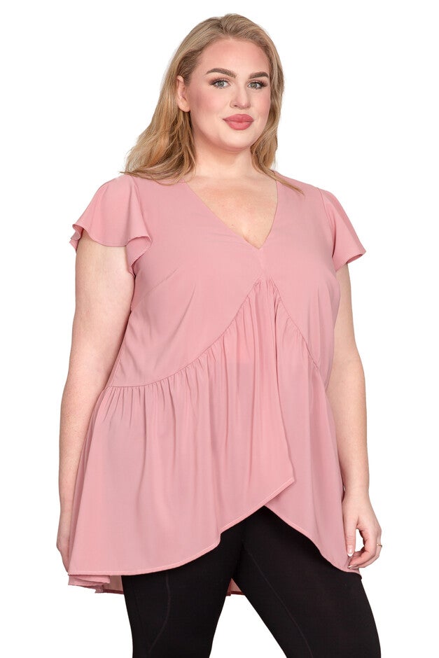 High-Low Hem Tunic Blouse, Dusty Pink / Pink, alternate image number null