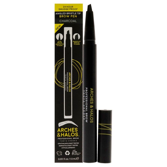 Angled Bristle Tip Waterproof Brow Pen - Charcoal by Arches and Halos for Women - 0.051 oz Eyebrow Pencil, See Description, hi-res image number null