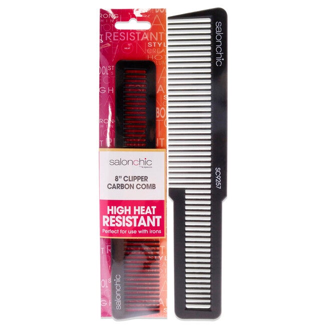Flat Top Clipper Carbon Comb High Heat Resistant 8 by SalonChic for Unisex - 1 Pc Comb, See Description, hi-res image number 0